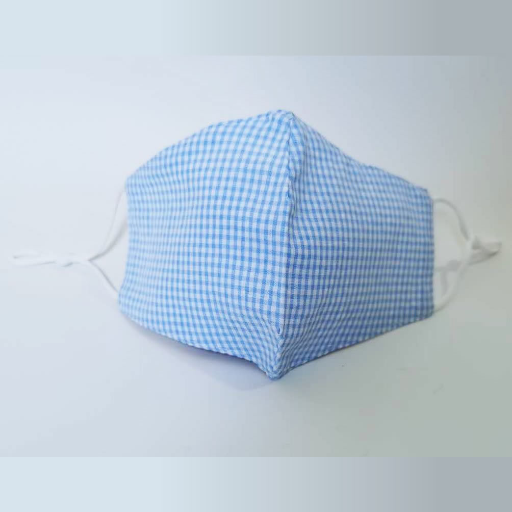 Gingham Fashion Face Mask Blue 3 Piece Hygiene Pack 76